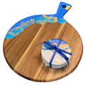 Blue & Gold Round Coaster and Board Set