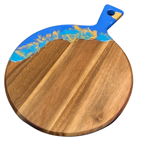 Blue & Gold Round Coaster and Board Set