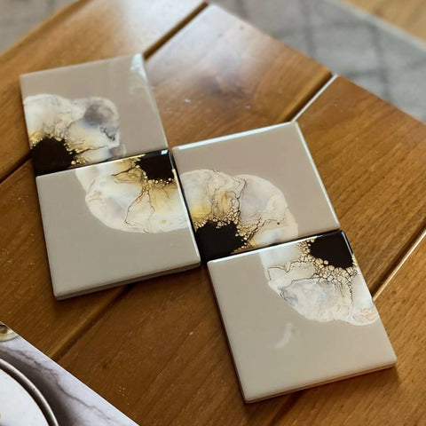 Beige Square Coaster Set