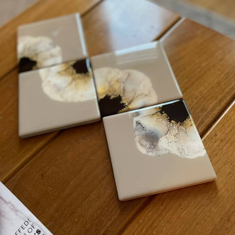 Beige Square Coaster Set