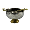 Indian Hammered Silver Pedestal Bowl w/ Brass