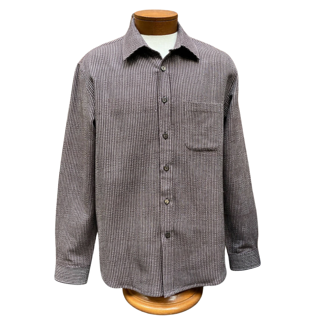 Brown Twill Handloom Long-Sleeve Button-Up Shirt