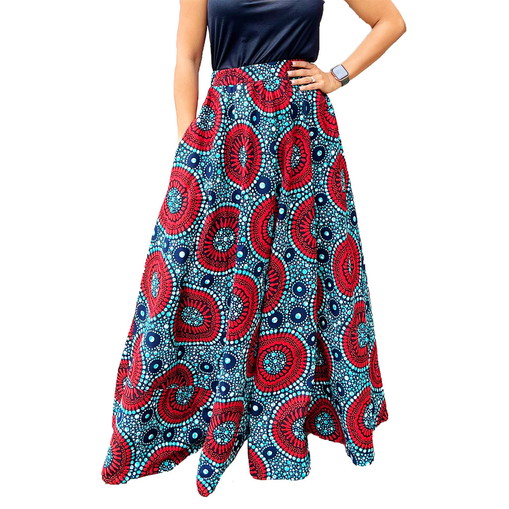 The Chroma Collection Maxi Skirt - Blue and Red
