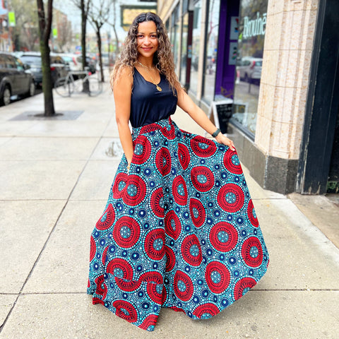 The Chroma Collection Maxi Skirt - Blue and Red