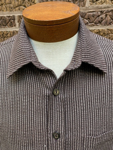 Brown Twill Handloom Long-Sleeve Button-Up Shirt