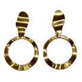 Stainless Steel Gold Plated Circle Drop Earrings
