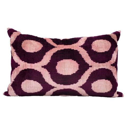 Ikat Pink and Purple Velvet Pillow