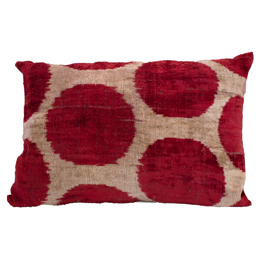 Ikat Pillow Rust Polka Dot