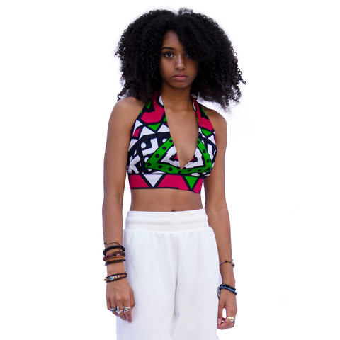 The Chroma Collection Halter Top - Strawberry and Green