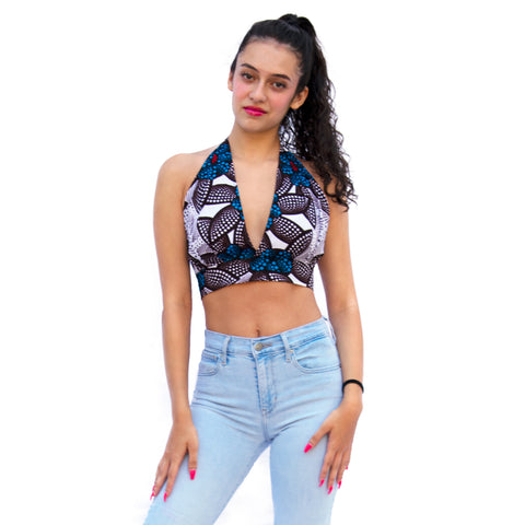 The Chroma Collection Halter Top - Blue Leaf