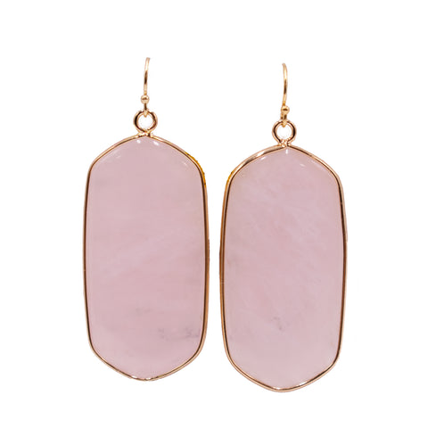 14KGF Rose Quartz Drop Earrings