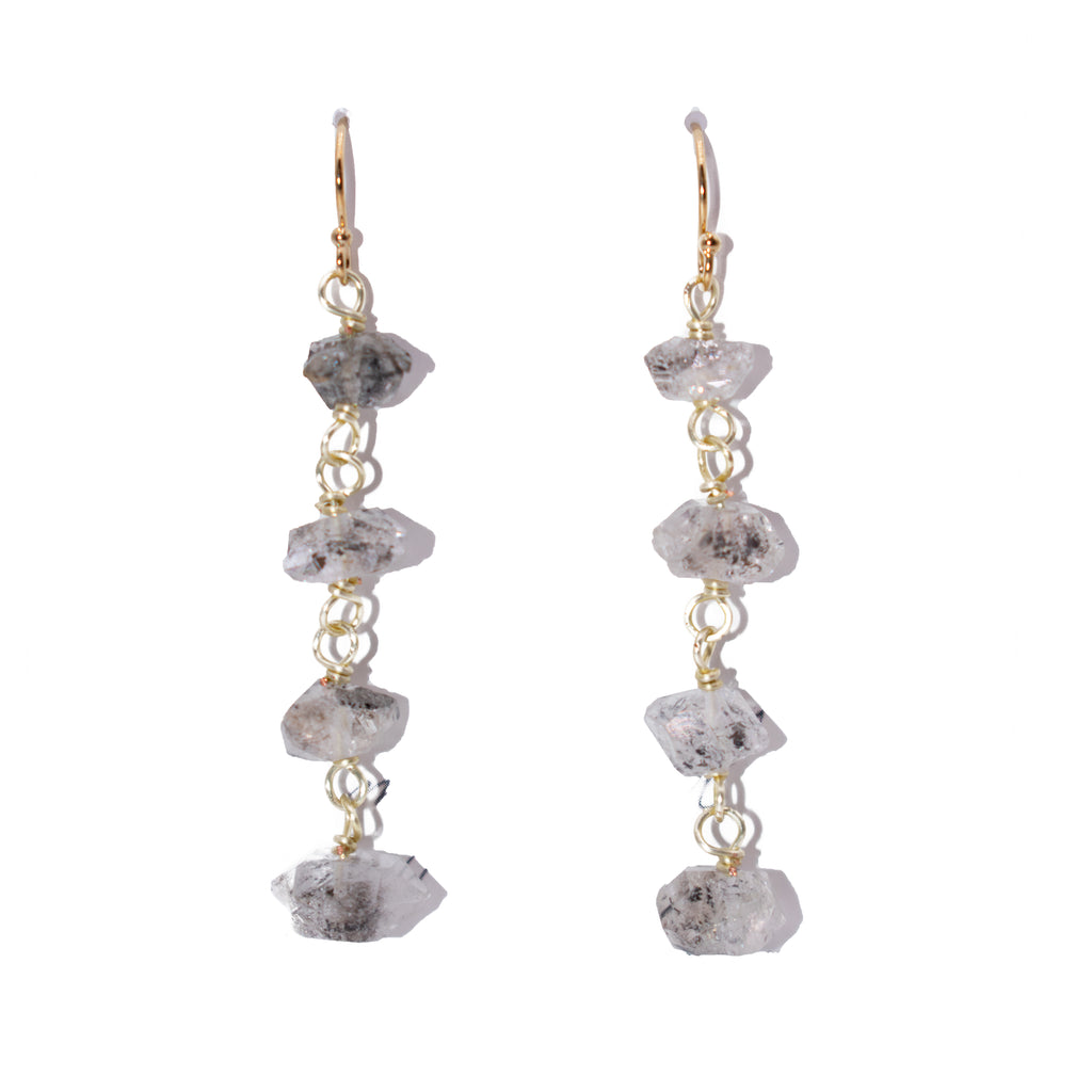 Herkimer Diamond 4 Stones Earrings 14KGF