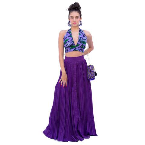 The Chroma Collection Halter Top - Purple Leaf