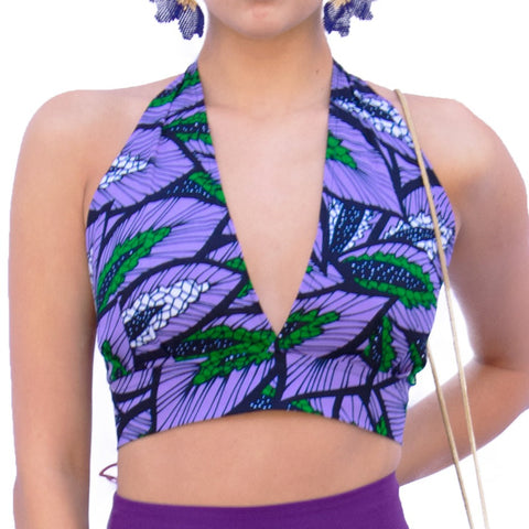 The Chroma Collection Halter Top - Purple Leaf