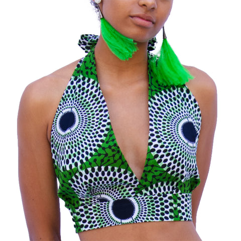 The Chroma Collection Halter Top - Black, White and Green