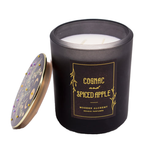 Black Cognac and Spiced Apple Jeweled Scarab Top Candle