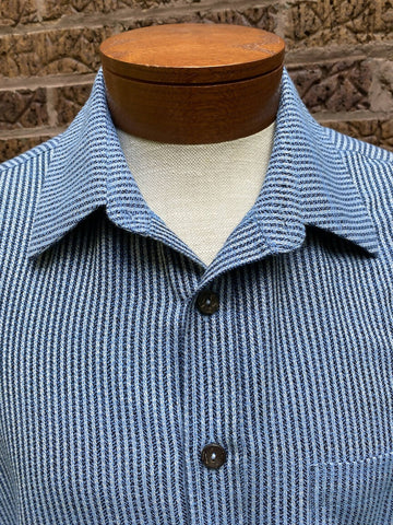 Blue Twill Handloom Long-Sleeve Button-Up Shirt