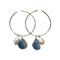 SS Hoop Pearl and Kyanite Earrings