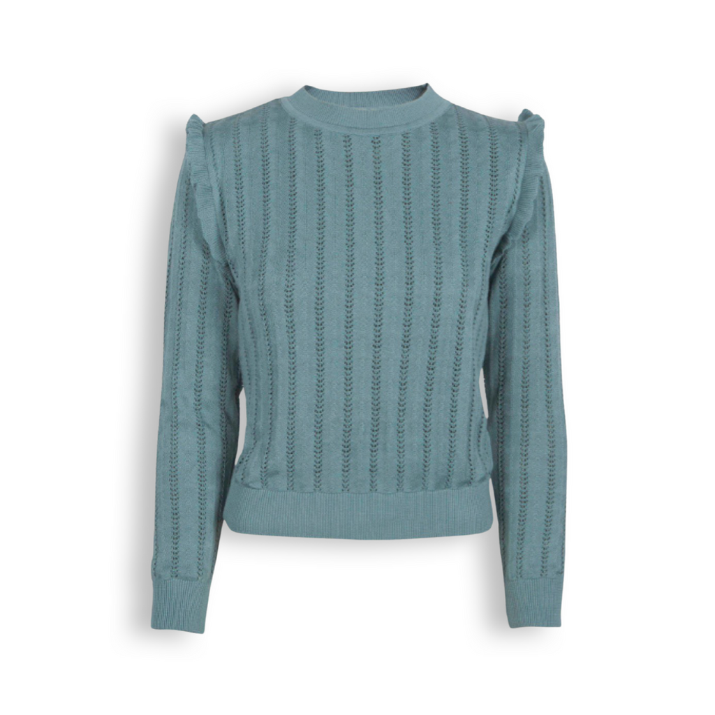 Mineral Blue Ruffle Knitted Top
