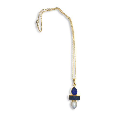 Lapis Lazuli, Blue Kyanite and Moonstone Necklace.