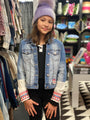Kids Denim Jacket with Pom Pom Details