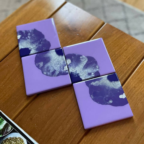 Purple Square Coaster Set