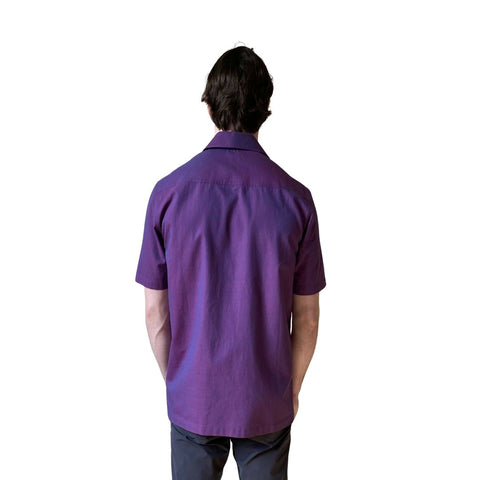 Plum Handloom Short Sleeve Button-Up