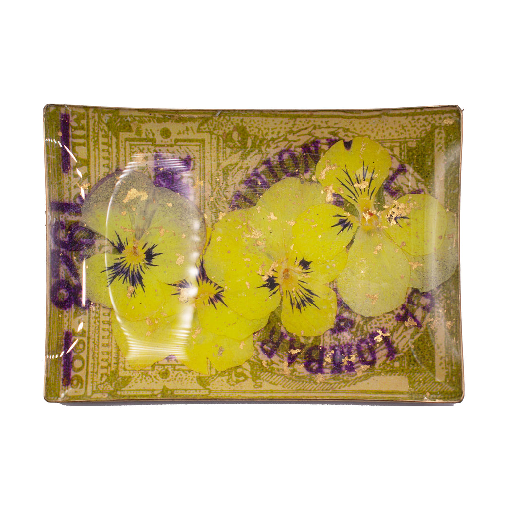 Lime Green and Purple Floral Large Plate