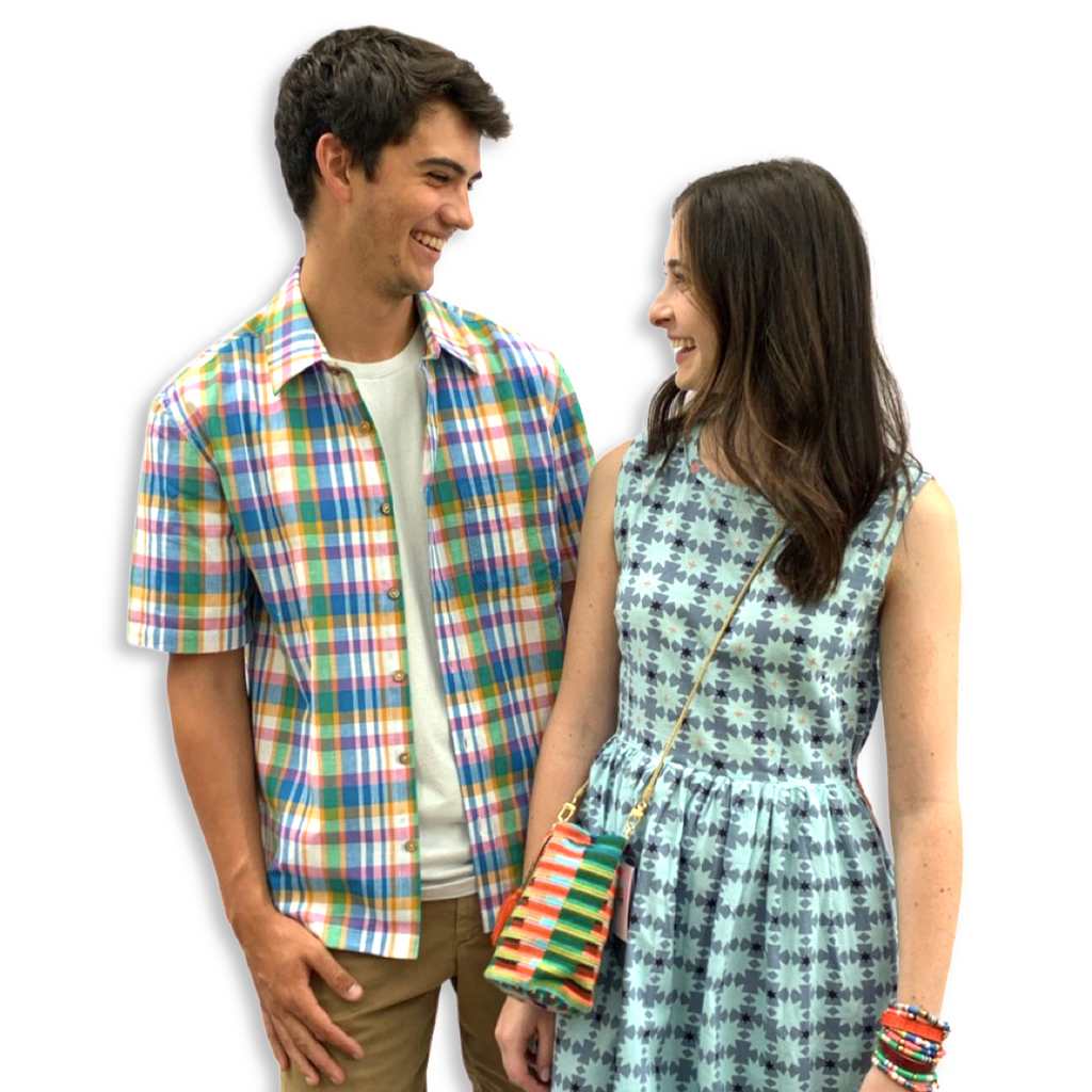 Beach Plaid Short Sleeve Button-Up