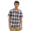 Navy Multi Plaid Short Sleeve Button-Up