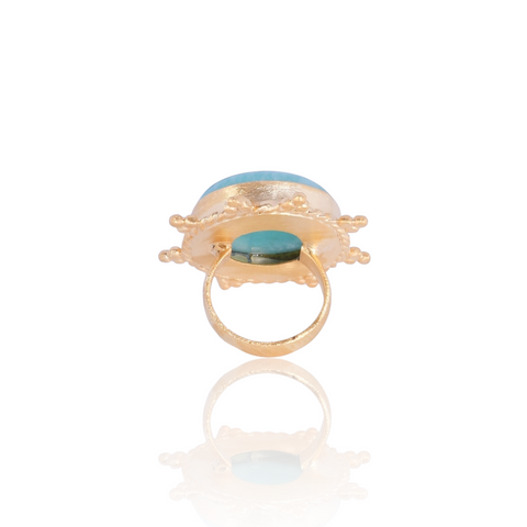 Green Amazonite 18K Matte Gold Ring