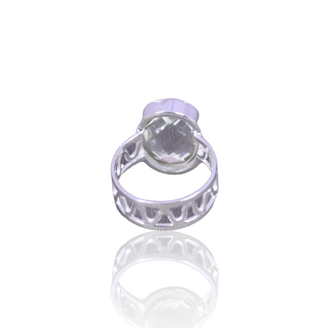 Natural Green Amethyst Silver Ring