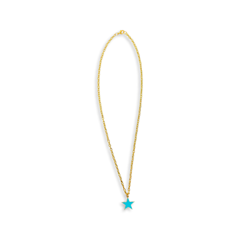 Turquoise Enamel Star Necklace