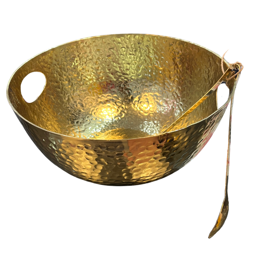 Indian Brass Bowl with Tongs