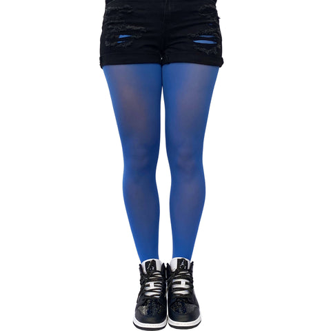 Blue opaque tights for women