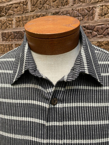 Black Stripe Handloom Long-Sleeve Button-Up Shirt