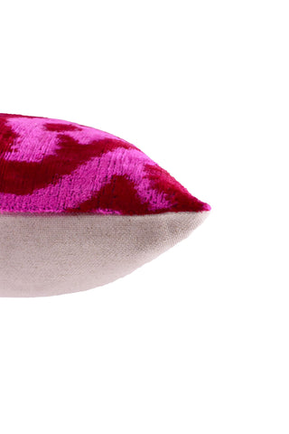 Ikat Pink and Red Velvet Pillow