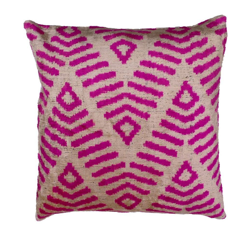 Ikat Pink Mountain Velvet Pillow