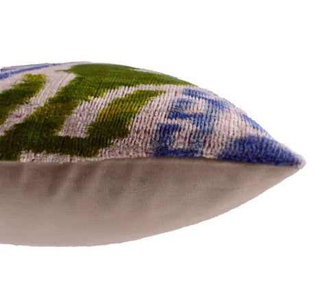 Ikat Green Crops Velvet Pillow