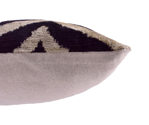 Ikat Black and White Velvet Pillow