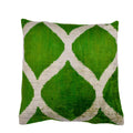 Ikat Green and White Velvet Pillow