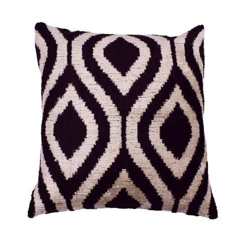 Ikat Black Diamonds Velvet Pillow