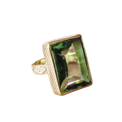 Green Amethyst, 18K Gold Vermeil Ring.