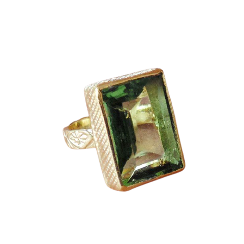 Green Amethyst, 18K Gold Vermeil Ring.