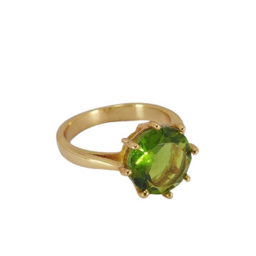 Green Quartz, 18K Gold Vermeil Ring.