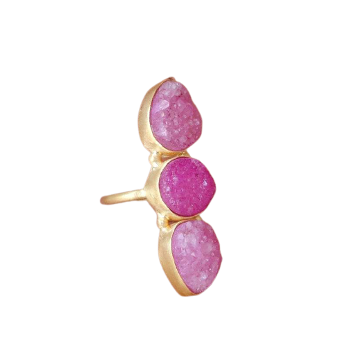 Natural Pink Druzy, Bezel Set Ring.