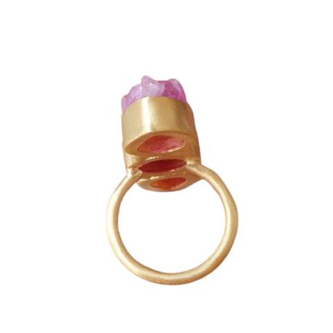 Natural Pink Druzy, Bezel Set Ring.