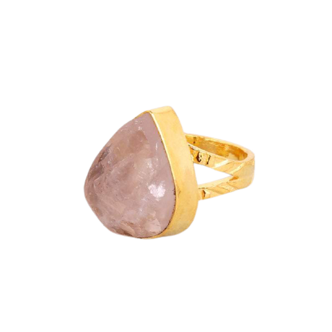 Rose Quartz, Gold Vermeil, Pear Shape Ring.