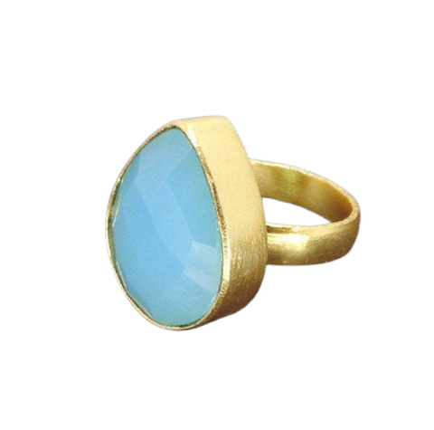 Blue Chalcedony, Gold Vermeil Ring.