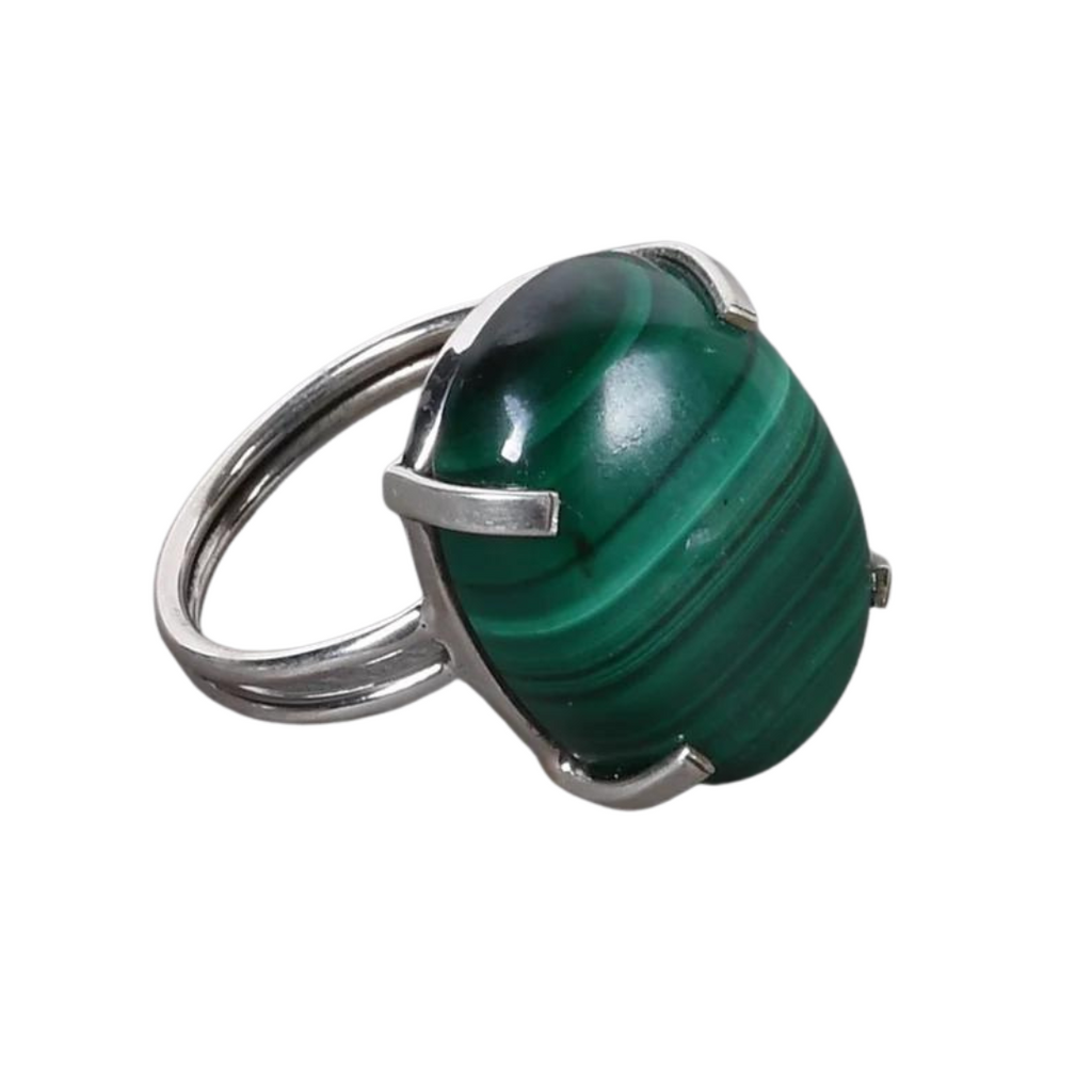 925 Sterling Silver Green Malachite Ring